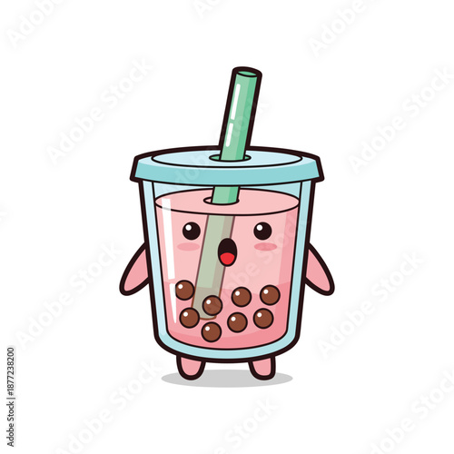 Cute Cartoon Bubble Tea Character Illustration