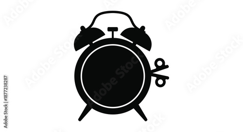 A striking black outline of a vintage alarm clock a timeless symbol silhouette