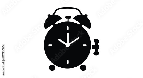 A striking black silhouette of a classic alarm clock depicting time and morning routines silhouette