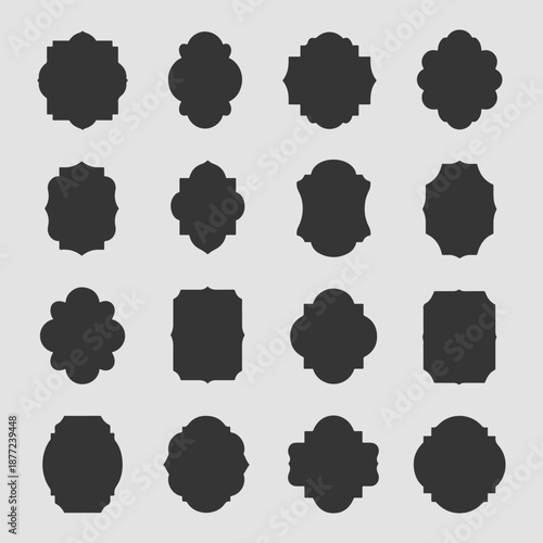 Traditional islamic window shapes in oriental style black silhouette set