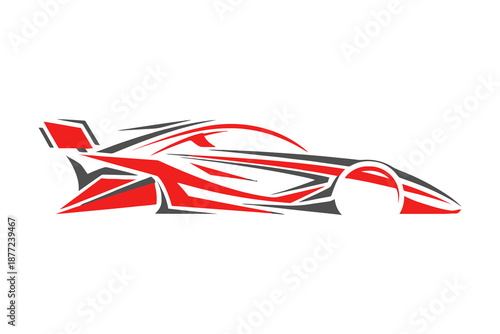 Abstract futuristic sports car design element with red and black accents.