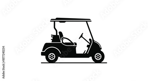 A striking black depiction of a golf cart showcasing its classic form as a silhouette
