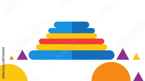 Colorful Stacking Toy Pyramid with Geometric Shapes
