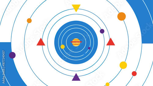 Abstract Solar System Model with Planets and Orbits