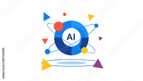 AI and Technology Abstract Concept with Orbiting Elements