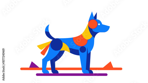 Geometric Dog Portrait in Vibrant Abstract Style