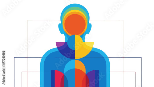 Abstract Human Silhouette with Colorful Inner Layers