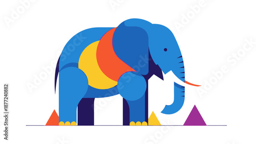Colorful Abstract Elephant with Geometric Shapes Vector Illustration