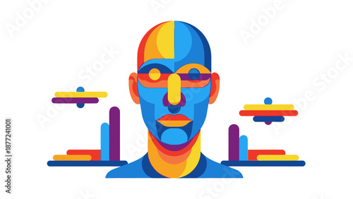 Abstract Colorful Geometric Human Face Portrait