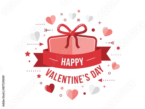 Celebrating Valentine's Day with a gift surrounded by hearts and stars