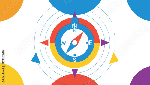 Colorful Compass Navigation and Direction Concept