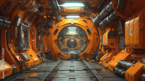 Create an open beam depiction of a machinery