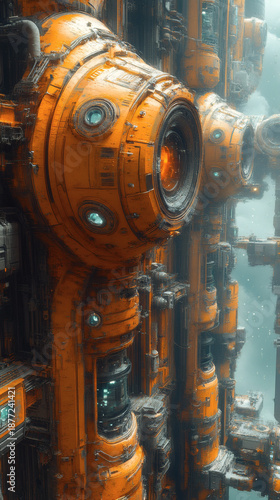 Create an open beam depiction of a machinery