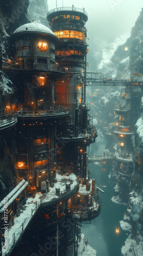 Create an open beam depiction of an oil rig