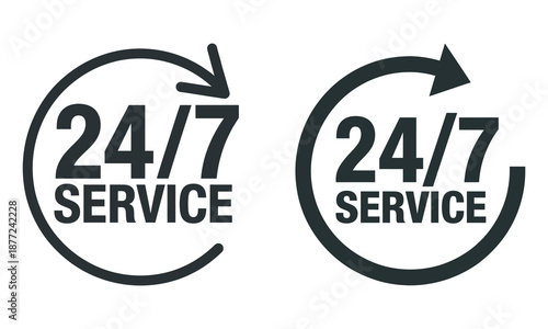 24 7 service icons with circular arrows