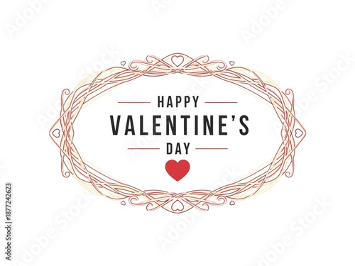 Valentine's Day greeting card with ornate frame and heart symbol