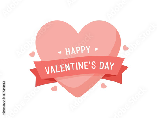 Valentine's Day Celebration with Heart-Shaped Illustration and Romantic Decorations