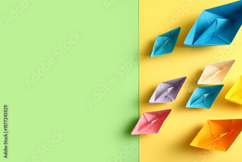 Many colorful origami boats...