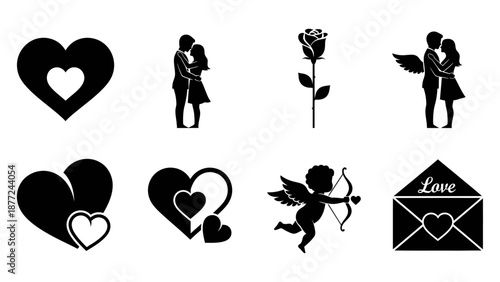 Broken Heart Love Concept with Hanging Paper Hearts on Black Background for Valentine Romance