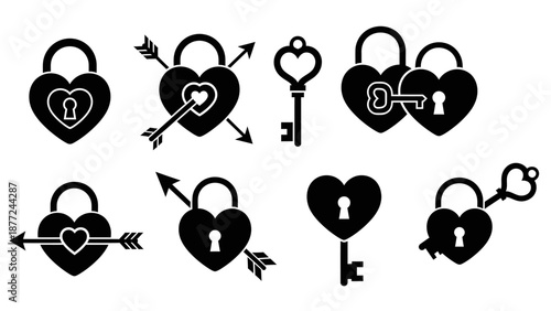 LGBTQ+ Love and Gender Identity Icons Set on Black Background for Equality and Pride