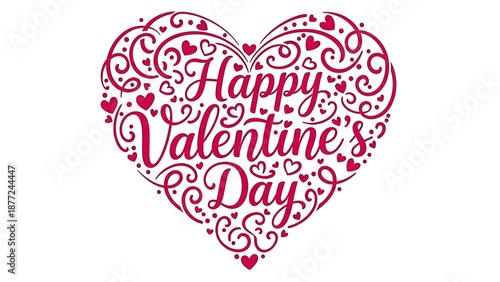 Stylized pink heart shape featuring beautiful ornate typography wishing everyone a happy valentine's day