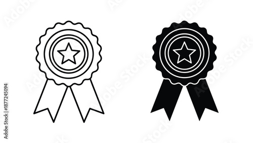 Award badges set flat design vector illustration. Vector icon set. Modern style icon. Glyph and solid icon set. Icon vector. Flat Design Icon. line icon set