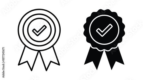 Award badge icons success vector illustration. Vector icon set. Modern style icon. Glyph and solid icon set. Icon vector. Flat Design Icon. line icon set