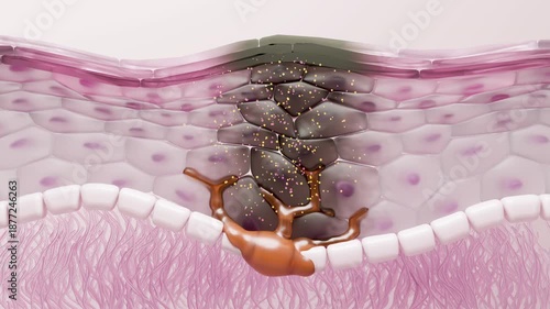 Tranexamic acid serum reducing melanin for skin brightening 3D animation