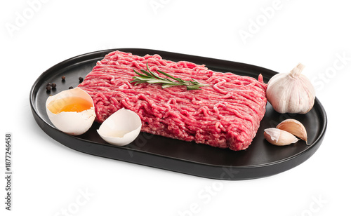 Plate with fresh ground mea...