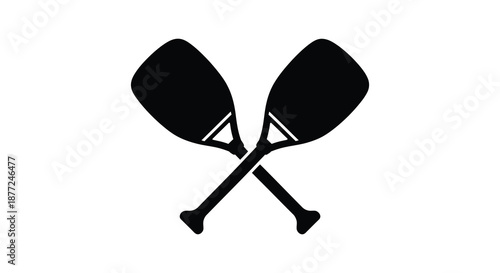 Two crossed paddles displayed in a stark black and white illustration a visual silhouette