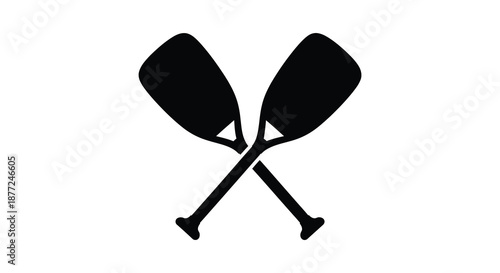 A striking depiction of crossed paddles presented in a bold dark silhouette