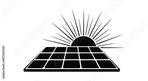 A striking depiction of a pyramid with a rising or setting sun in silhouette