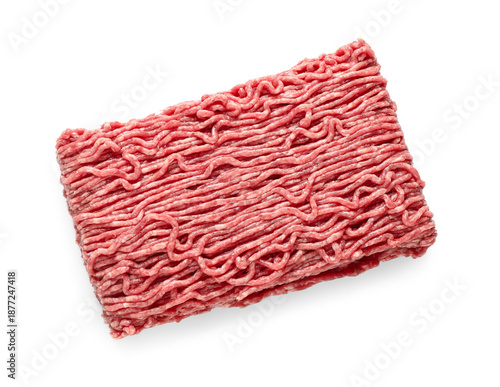 Fresh ground meat on white ...