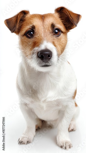 jack russell terrier sitting on white background