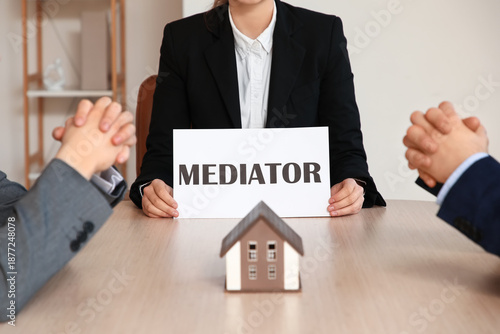 Female mediator with client...