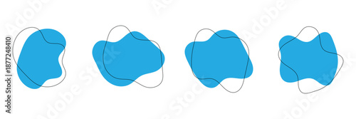 Organic blob shape, abstract amoeba, irregular fluid element set. Simple flat abstract , amoeba blob figure, liquid shape graphic design element. Vector illustration .Design eps 10 .