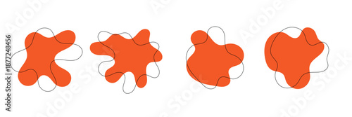 Organic blob shape, abstract amoeba, irregular fluid element set. Simple flat abstract , amoeba blob figure, liquid shape graphic design element. Vector illustration .Design eps 10 .