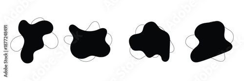 Organic blob shape, abstract amoeba, irregular fluid element set. Simple flat abstract , amoeba blob figure, liquid shape graphic design element. Vector illustration .Design eps 10 .