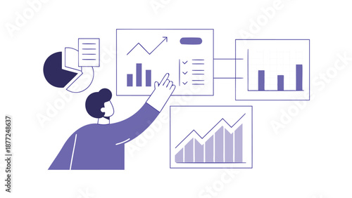 Businessman analyzing data charts and graphs for informed decision making