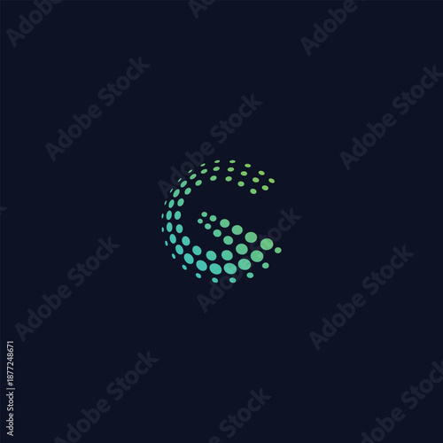 Dotted letter G in a dimensional design