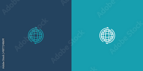 Earth globe rotates on dual toned ground