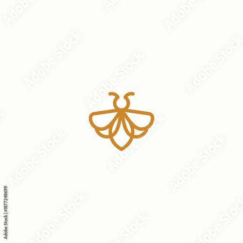 Elegant bee emblem golden line art