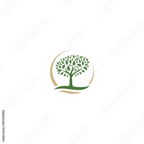 Verdant tree emblem within earthen halo