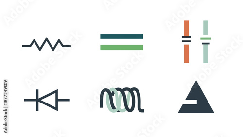 Electronic circuit symbols and diagrams for technical designs