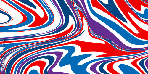 Colorful fluid curved lines seamless pattern. Abstract striped background, dynamical ripple surface, illusion of movement. Retro 80-90's fashion style, rainbow colors. - Stock