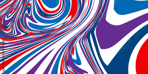 Colorful fluid curved lines seamless pattern. Abstract striped background, dynamical ripple surface, illusion of movement. Retro 80-90's fashion style, rainbow colors. - Stock