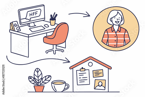 Hybrid Flexible Work Model Illustration.