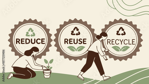Eco friendly actions for a sustainable future with recycling
