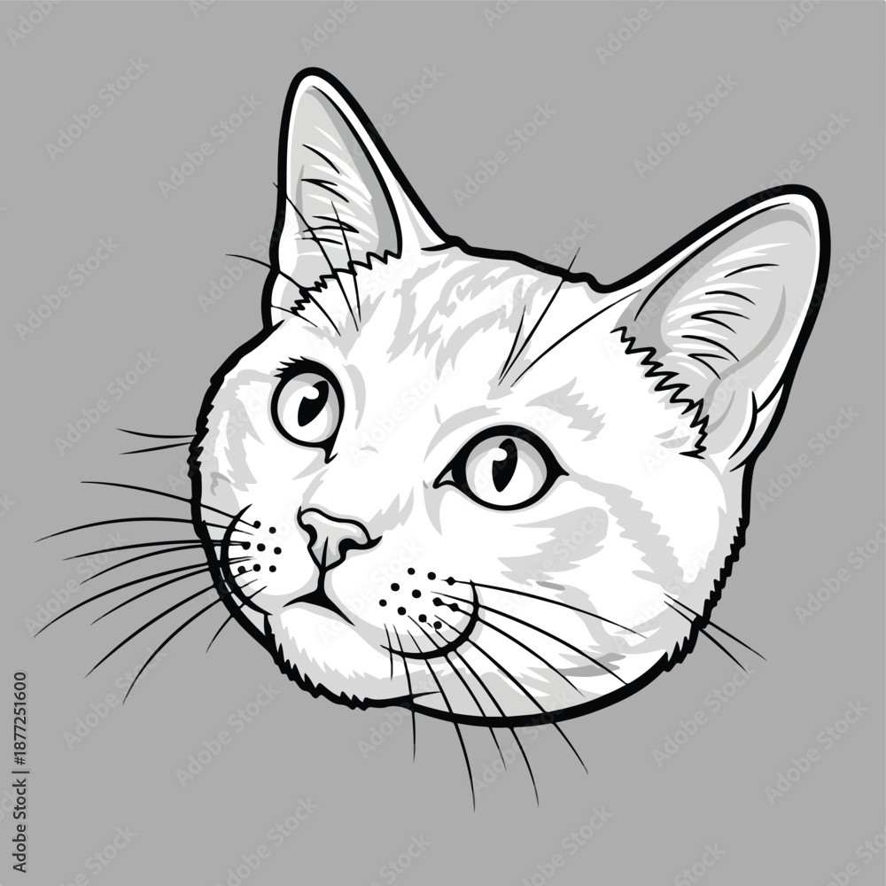 Obraz premium Curious Cat Head Illustration