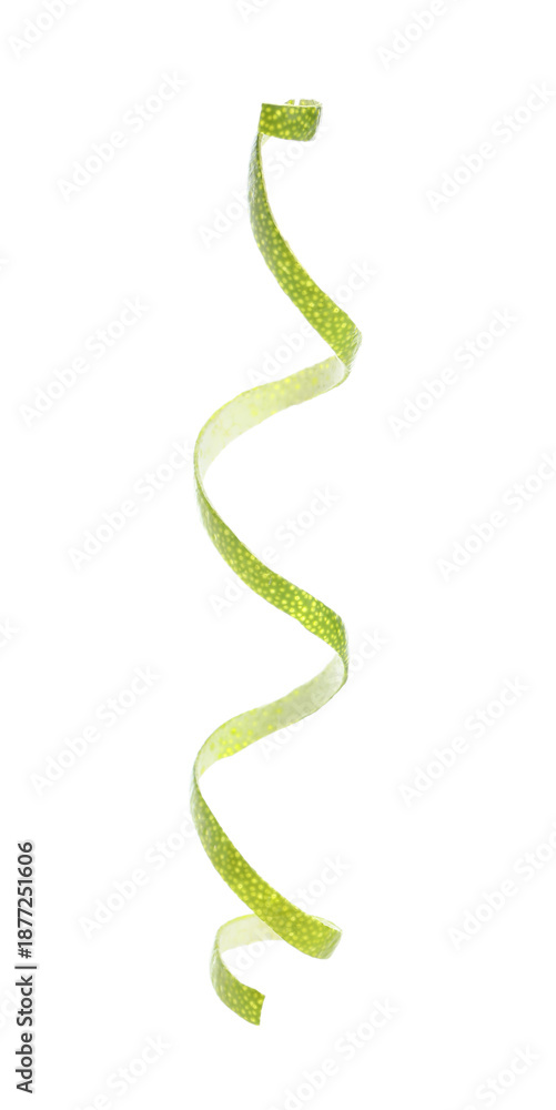 Fototapeta premium Peel of ripe green lime on white background